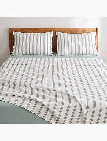 Jeu de draps 100% coton avec taie(s) d’oreiller, fines rayures - gamusi.