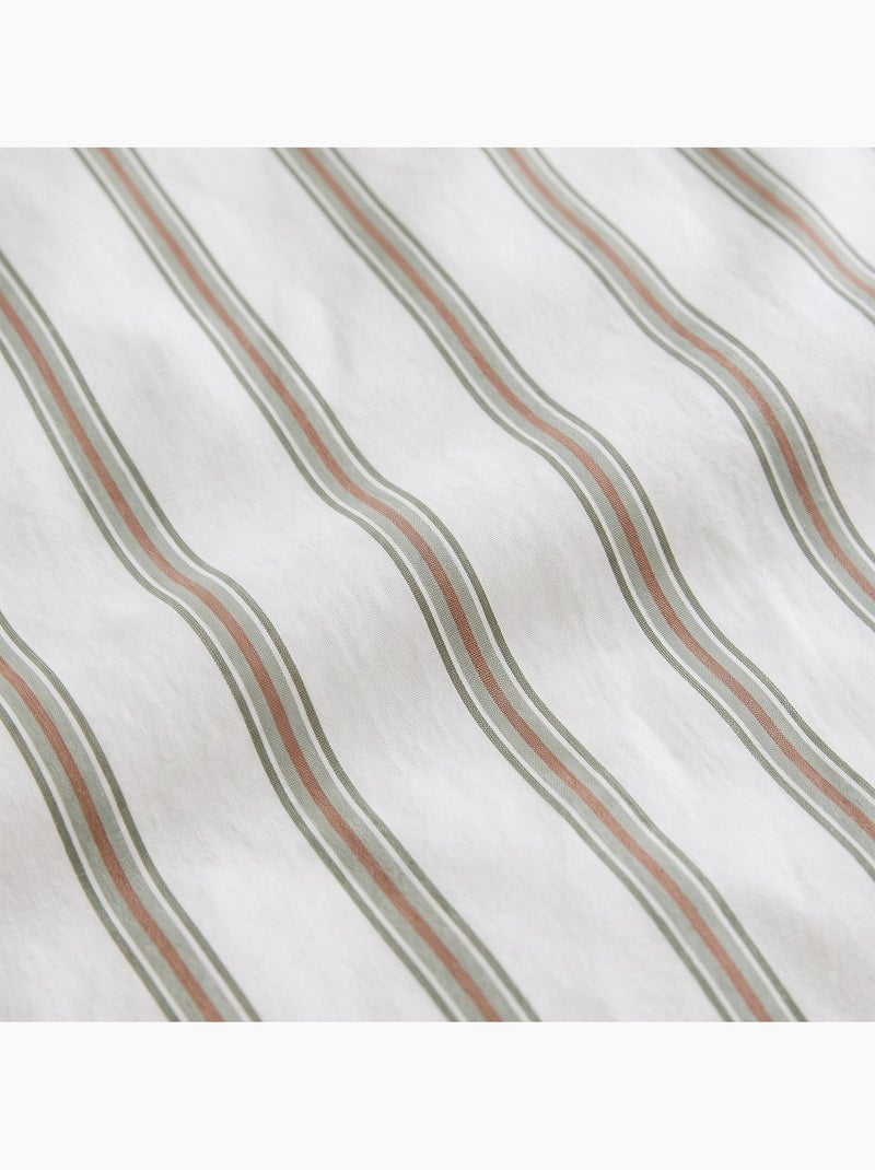 Jeu de draps 100% coton avec taie(s) d’oreiller, fines rayures - gamusi. Vert Sauge - Kiabi