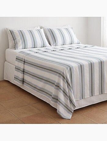 Jeu de draps 100% coton avec taie(s) d’oreiller, larges rayures - gamusi.
