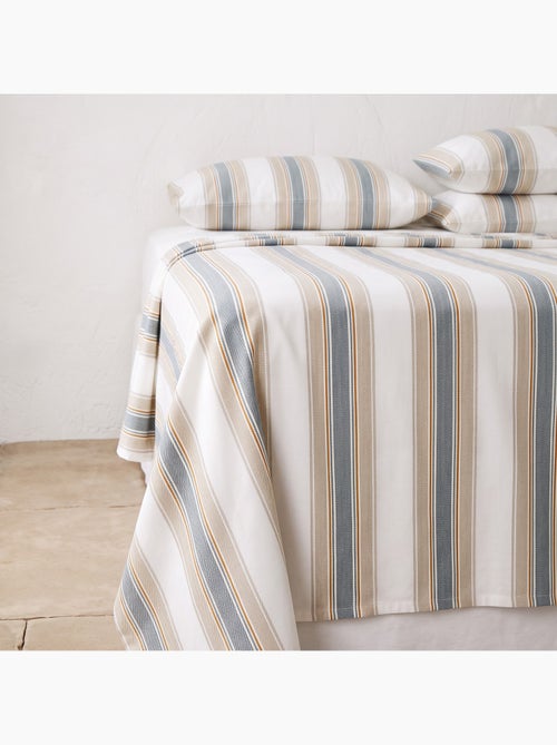 Jeu de draps 100% coton avec taie(s) d’oreiller, larges rayures - gamusi. - Kiabi Jeu de draps 100% coton avec taie(s) d’oreiller, larges rayures - gamusi. - Kiabi