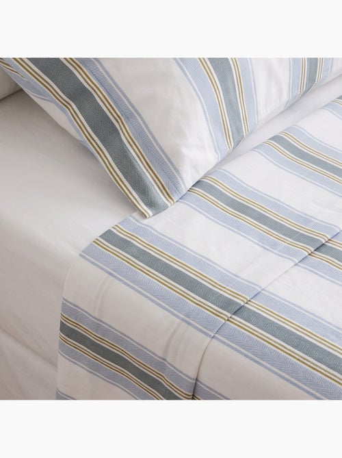 Jeu de draps 100% coton avec taie(s) d’oreiller, larges rayures - gamusi. - Kiabi Jeu de draps 100% coton avec taie(s) d’oreiller, larges rayures - gamusi. - Kiabi