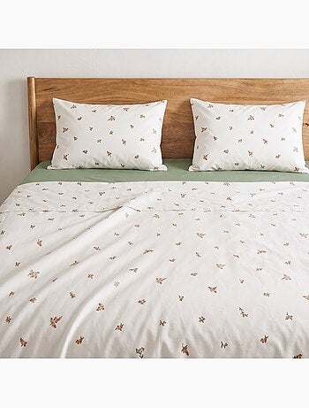 Jeu de draps 100% coton avec taie(s) d’oreiller, motif floral - gamusi.