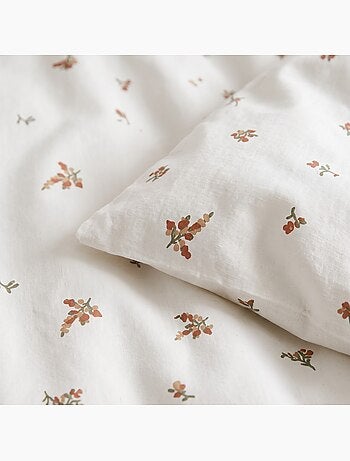 Jeu de draps 100% coton avec taie(s) d’oreiller, motif floral - gamusi.