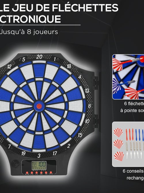 Jeu de fléchettes électronique 2 portes 31 jeux 8 joueurs max. - Kiabi