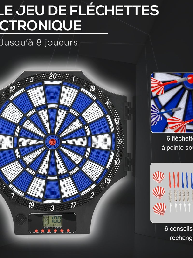 Jeu de fléchettes électronique 2 portes 31 jeux 8 joueurs max. Noir - Kiabi