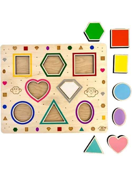 Jeu de formes en bois Montessori - Kiabi