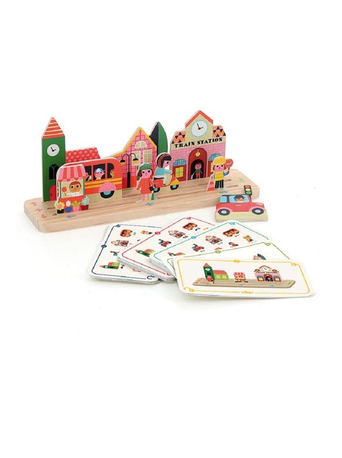 Jeu de logique en bois La ville - Kiabi