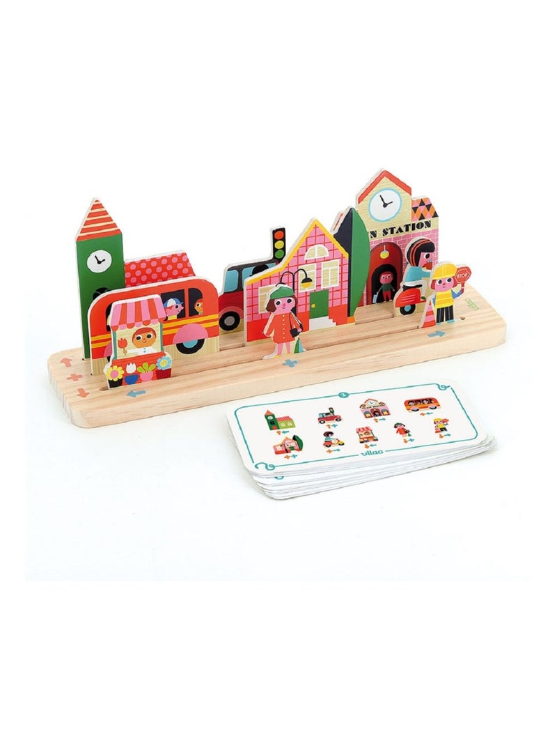 Jeu de logique en bois La ville Beige - Kiabi