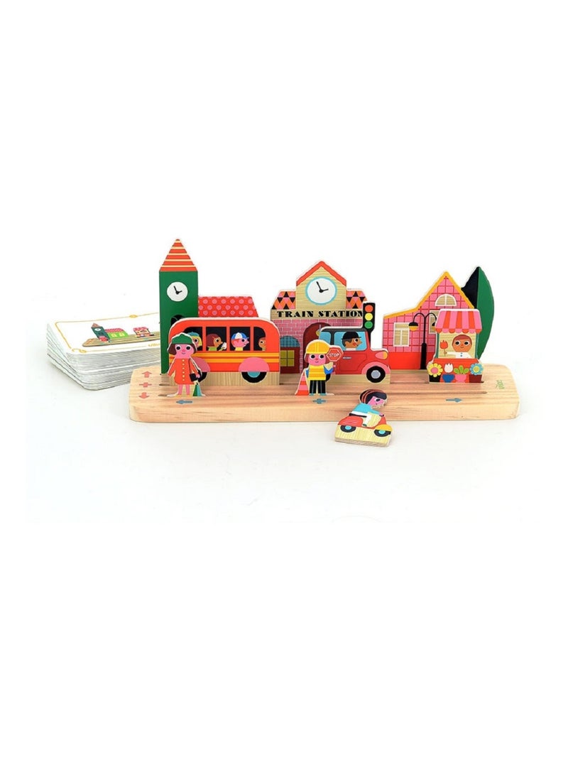 Jeu de logique en bois La ville Beige - Kiabi