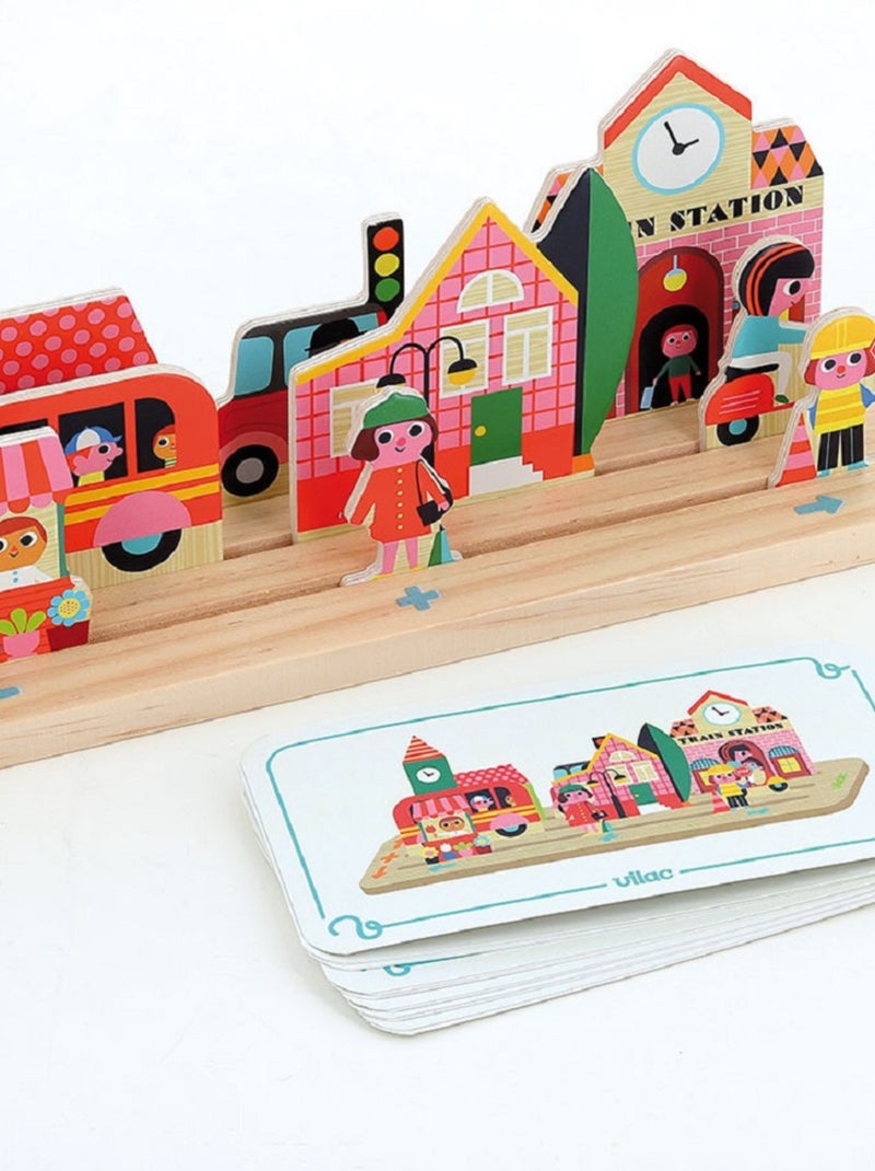 Jeu de logique en bois La ville Beige - Kiabi