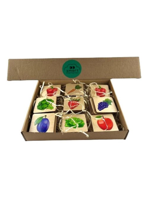Jeu de mémoire en bois - Fruits et Légumes - Kiabi