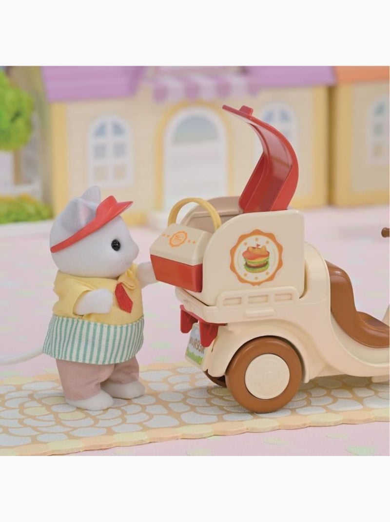 Jeu de restauration - sylvanian families - stand de hamburgers - papa chat latté et scooter Marron - Kiabi