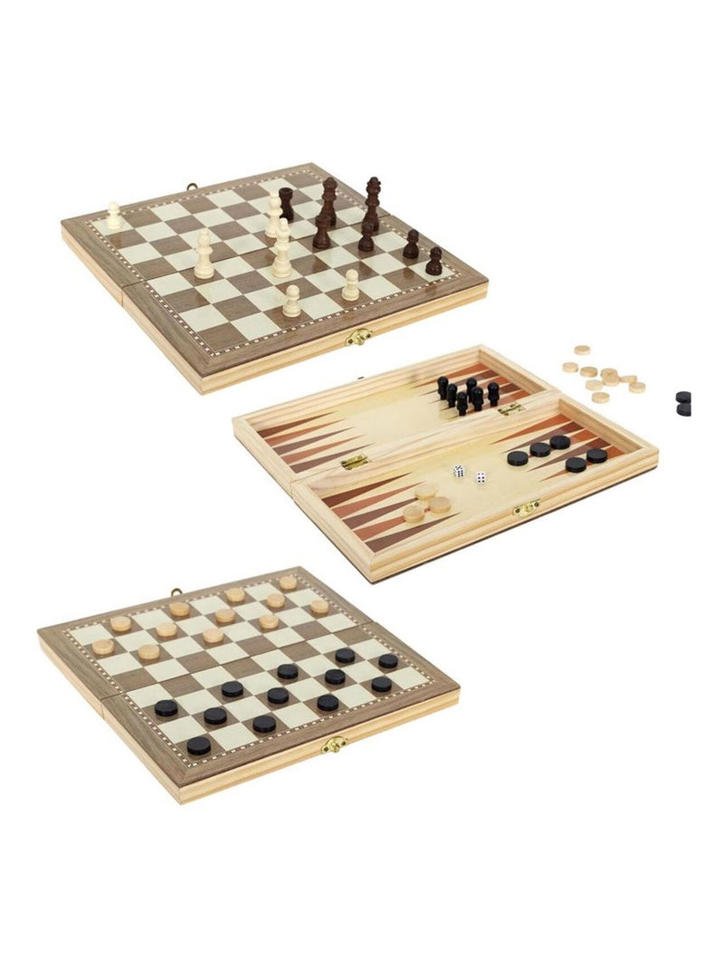 Jeu de société 3 en 1 en bois Beige - Kiabi