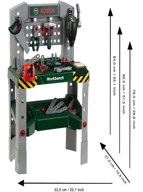 Jeu d'imitation - etabli sonore avec perceuse à colonne et accessoires - bosch hauteur adjustable - Kiabi