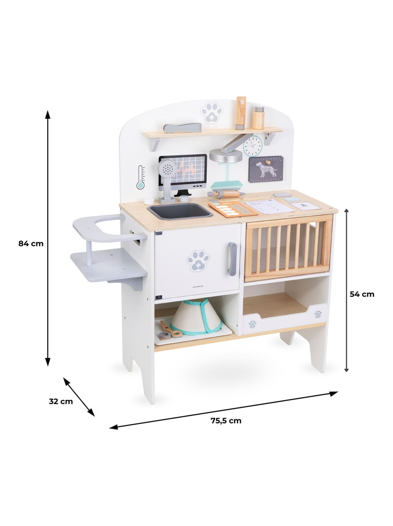 Jeu d'imitation en Bois - Hôpital, Clinique Vétérinaire, Kit Médecin, Créatif Blanc Beige - Kiabi