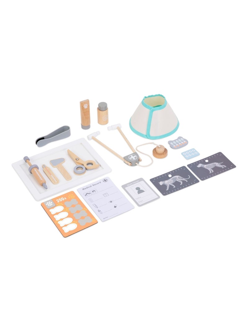 Jeu d'imitation en Bois - Hôpital, Clinique Vétérinaire, Kit Médecin, Créatif Blanc Beige - Kiabi