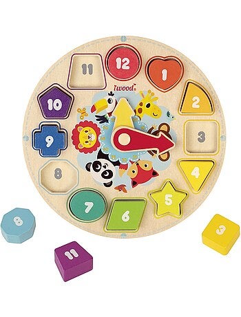 Jeu éducatif - Puzzle des Formes Horloge en Bois