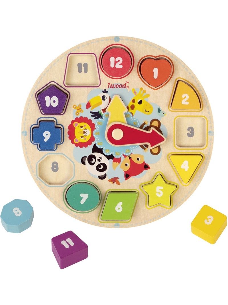 Jeu éducatif - Puzzle des Formes Horloge en Bois N/A - Kiabi