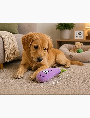 Jeu en peluche aubergine pour chien 25cm