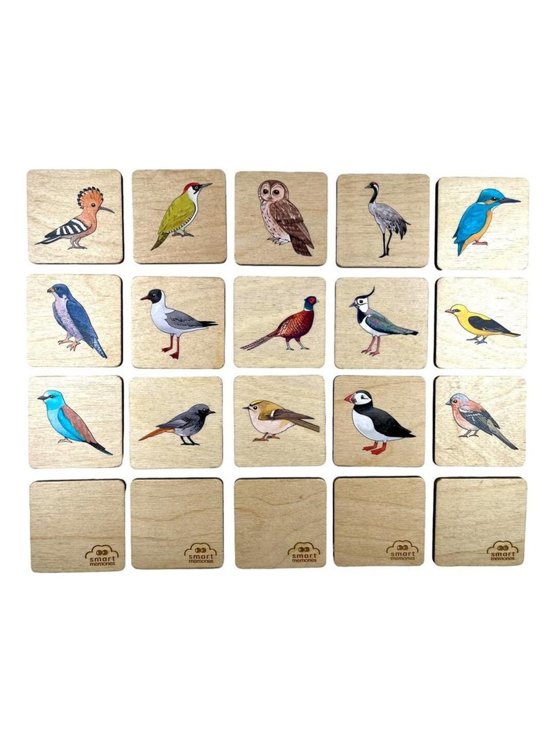 Jeu mémo en bois - Oiseaux d'Europe N/A - Kiabi