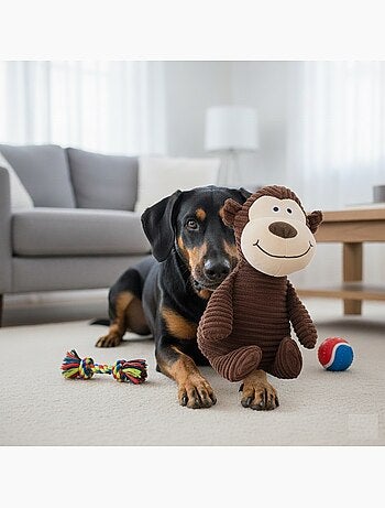 Jeu peluche pour animaux sonore singe