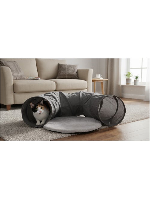 Jeu Tunnel interactif pour chat Gris foncé avec balle 95 cm - Kiabi