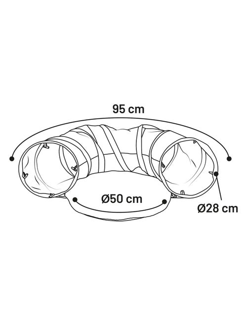 Jeu Tunnel interactif pour chat Gris foncé avec balle 95 cm - Kiabi