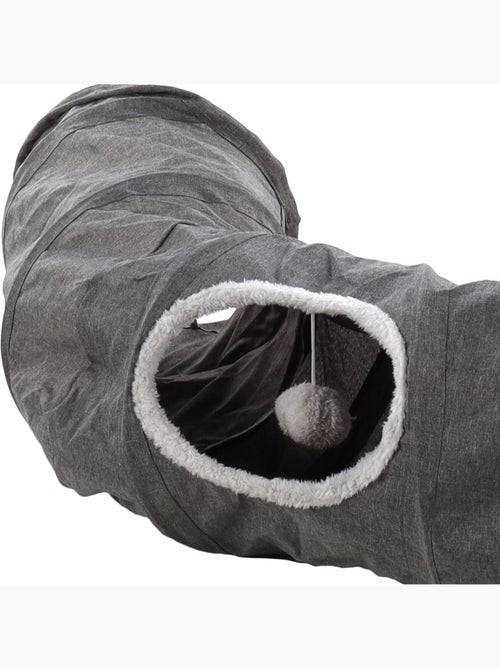 Jeu Tunnel interactif pour chat Gris foncé avec balle 95 cm - Kiabi