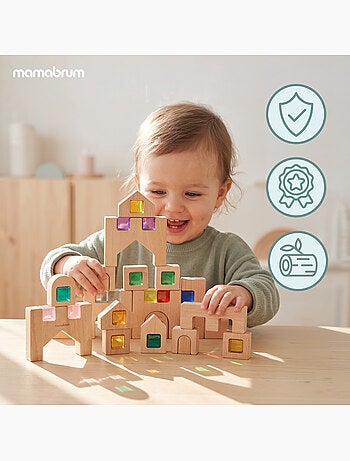 Jeux de construction en bois blocs sensoriels ville mamabrum