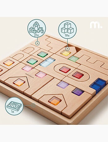 Jeux de construction en bois blocs sensoriels ville mamabrum