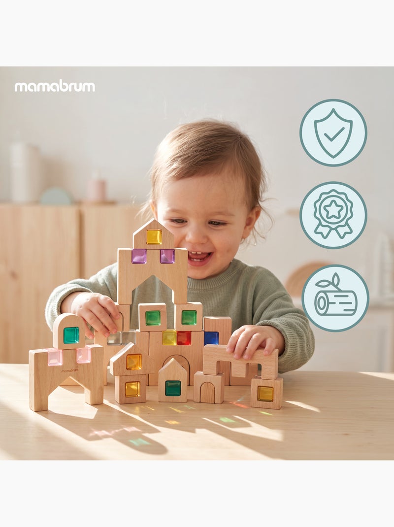 Jeux de construction en bois blocs sensoriels ville mamabrum N/A - Kiabi