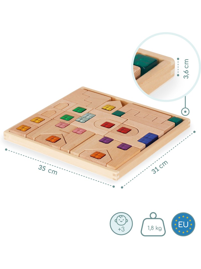 Jeux de construction en bois blocs sensoriels ville mamabrum N/A - Kiabi