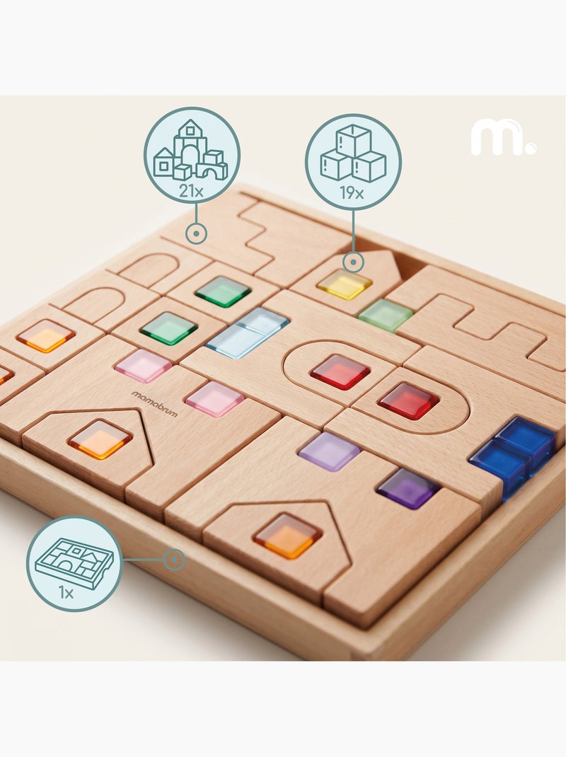 Jeux de construction en bois blocs sensoriels ville mamabrum N/A - Kiabi
