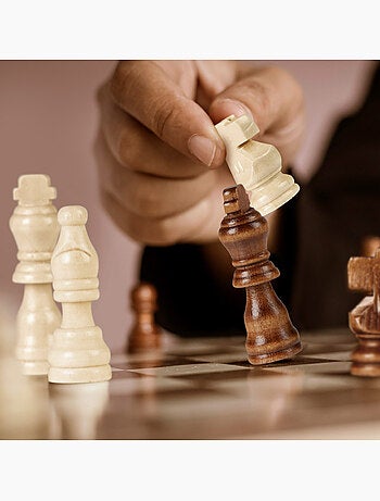 Jeux d'échecs et de dames 2 en 1 en bois avec tiroir cb games