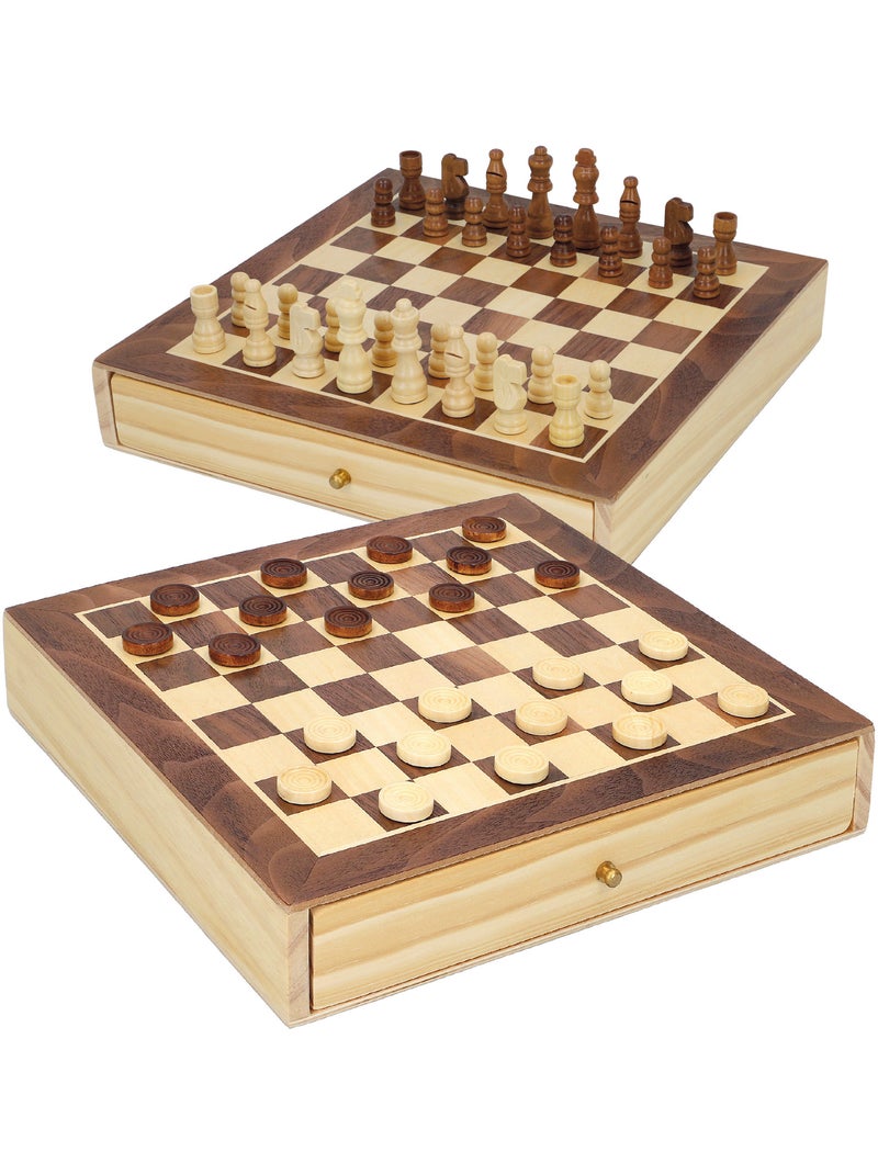 Jeux d'échecs et de dames 2 en 1 en bois avec tiroir cb games N/A - Kiabi