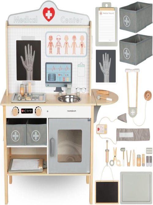 Jeux Imitation Docteur Bois +Accessoires, Cabinet médical, Malette Docteur et Accessoires - Kiabi