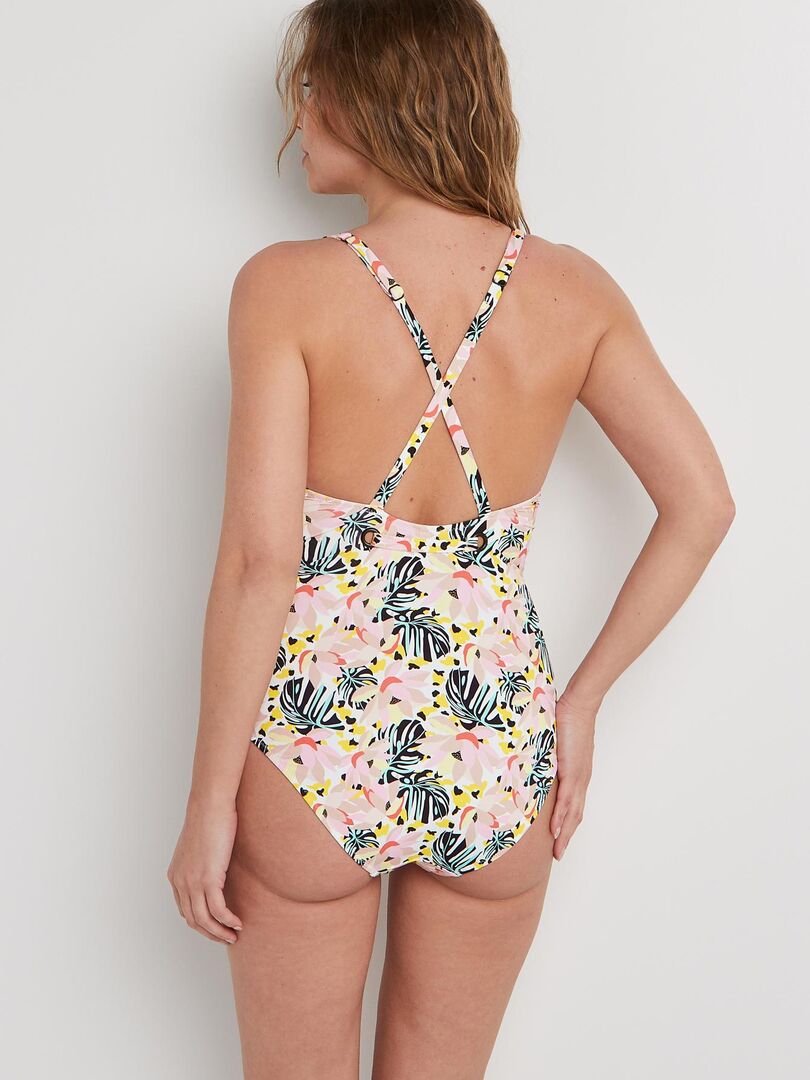 Jin maillot de bain 1piece triangle Blanc Rose - Kiabi