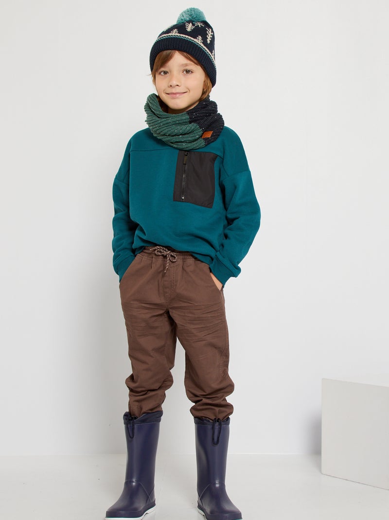Jogger twill marron - Kiabi