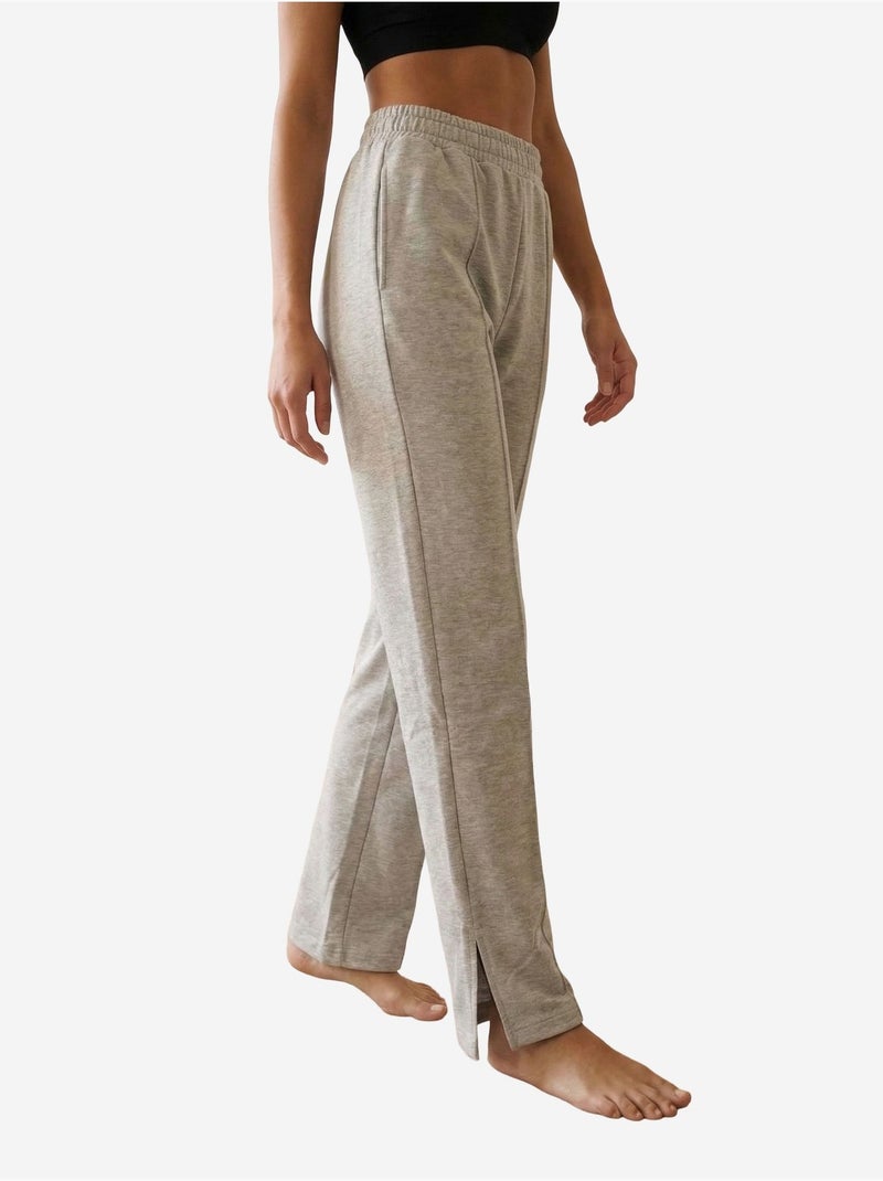 Joggers en maille taille haute à jambe large my fashion Gris clair - Kiabi