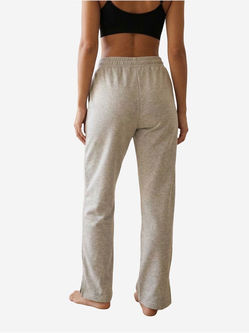 Joggers en maille taille haute à jambe large my fashion Gris clair - Kiabi