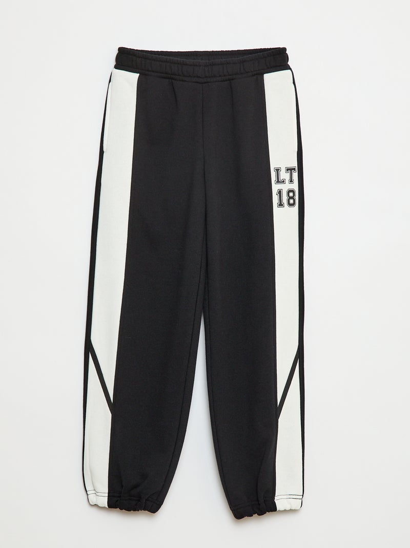 Jogging avec bandes contrastantes Noir - Kiabi