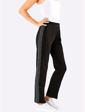 Jogging avec ceinture élastique et empiècement léopard - Taille standard - Moda Vilona
