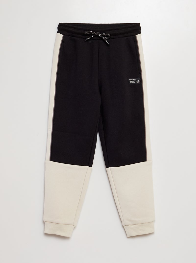 Jogging bicolore en molleton Noir - Kiabi