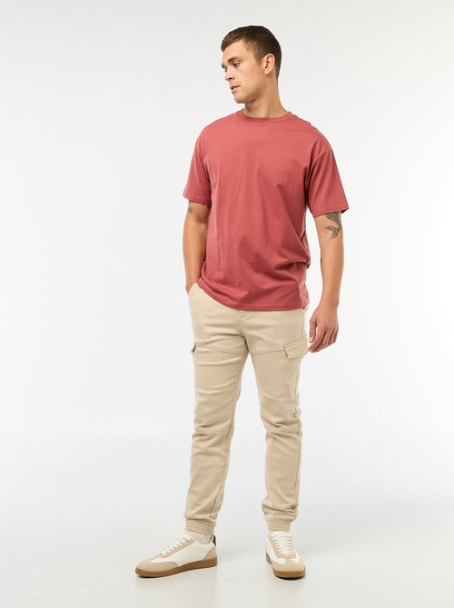 Jogging cargo uni en coton - Kiabi