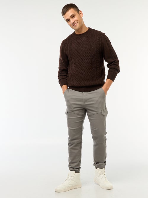 Jogging cargo uni en coton - Kiabi