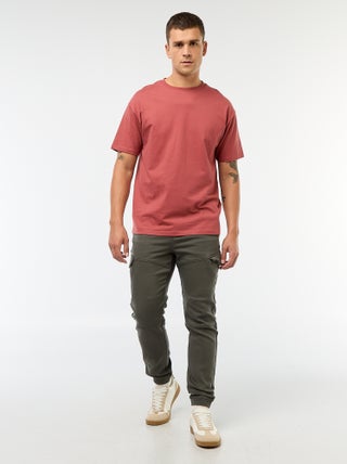 Jogging cargo uni en coton