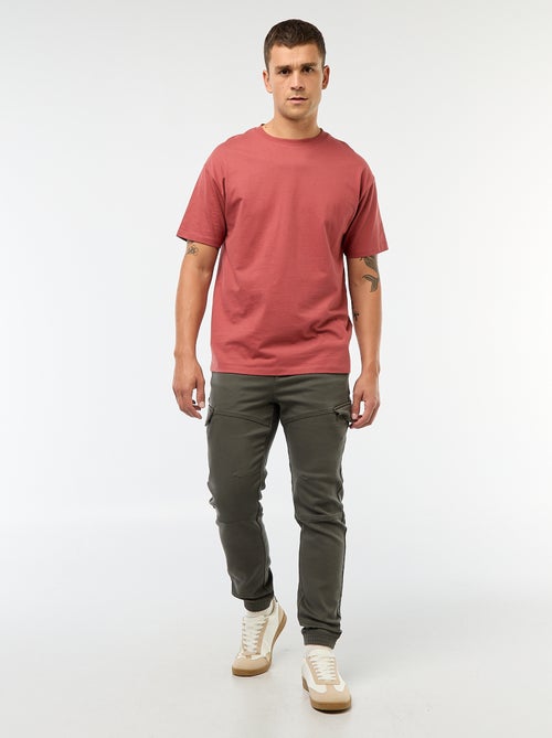 Jogging cargo uni en coton - Kiabi