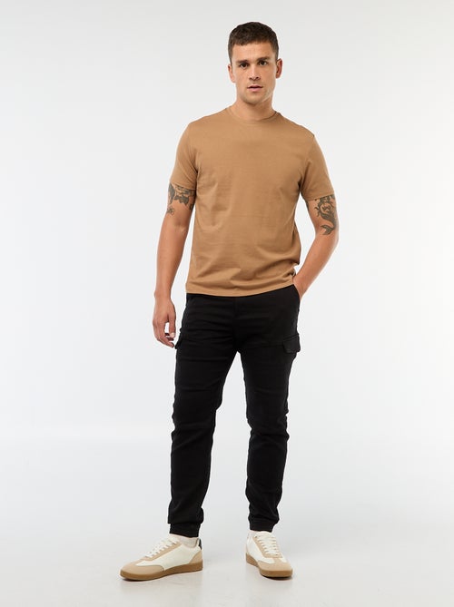 Jogging cargo uni en coton - Kiabi