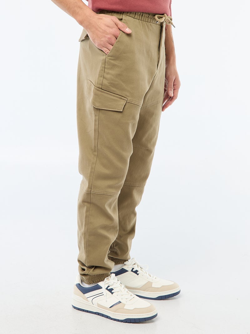 Jogging cargo uni en coton Vert - Kiabi