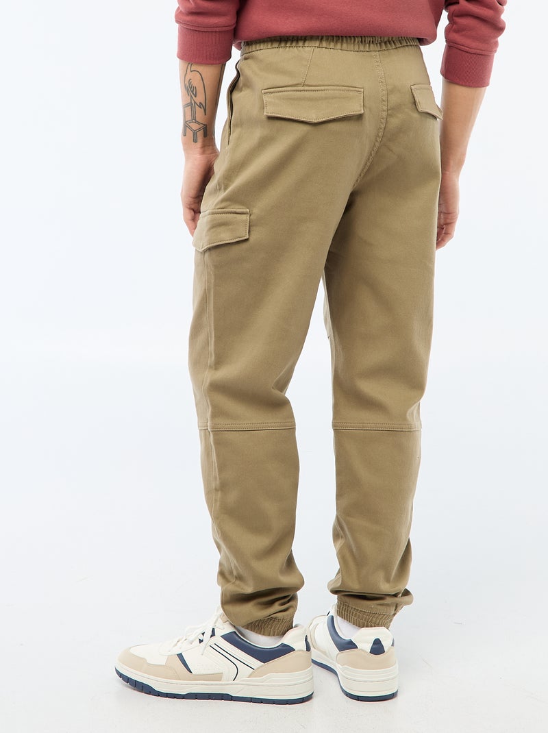 Jogging cargo uni en coton Vert - Kiabi